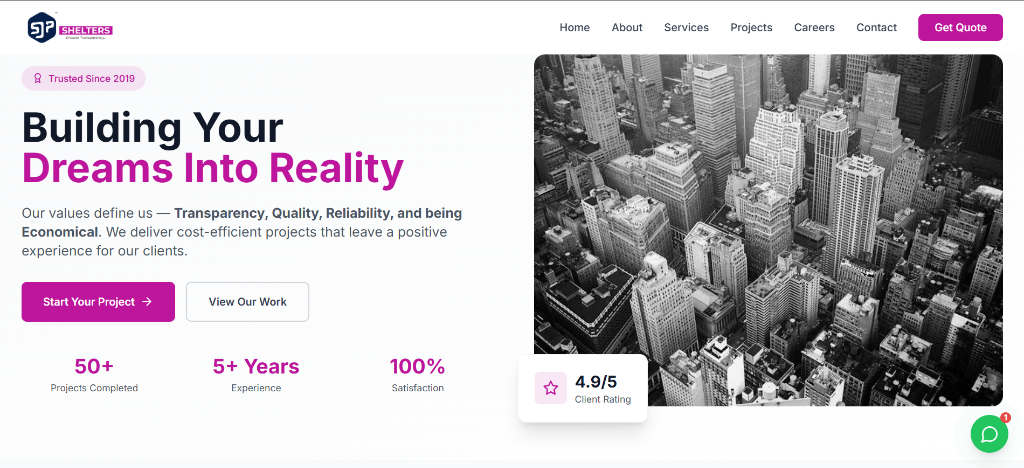 SJP Shelters website preview